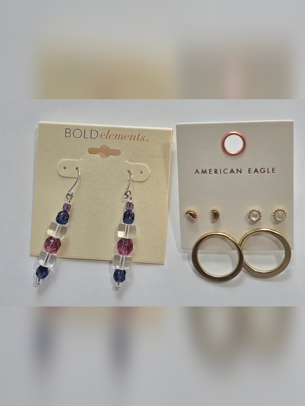 8-Assorted Women's Hoop and Drop Earrings - Gold and Teal Mix by Multiple Brands - Picture 4 of 6